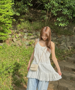ミニワンピース シェアレースティアードワンピース WHITE
