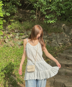 ミニワンピース シェアレースティアードワンピース WHITE