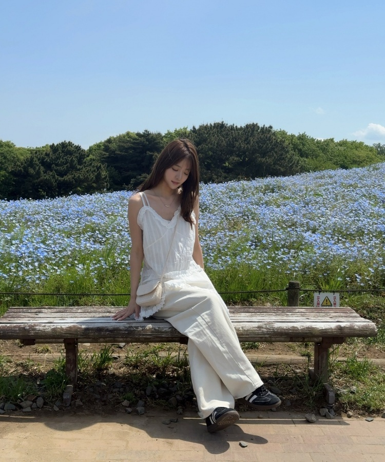 ロングストレートホワイトジーンズ BEIGE