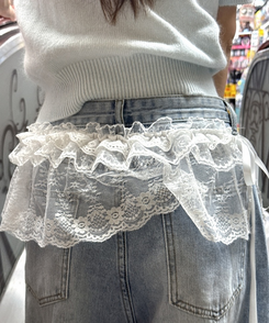 ミニスカート ティアードレースラップスカート IVORY