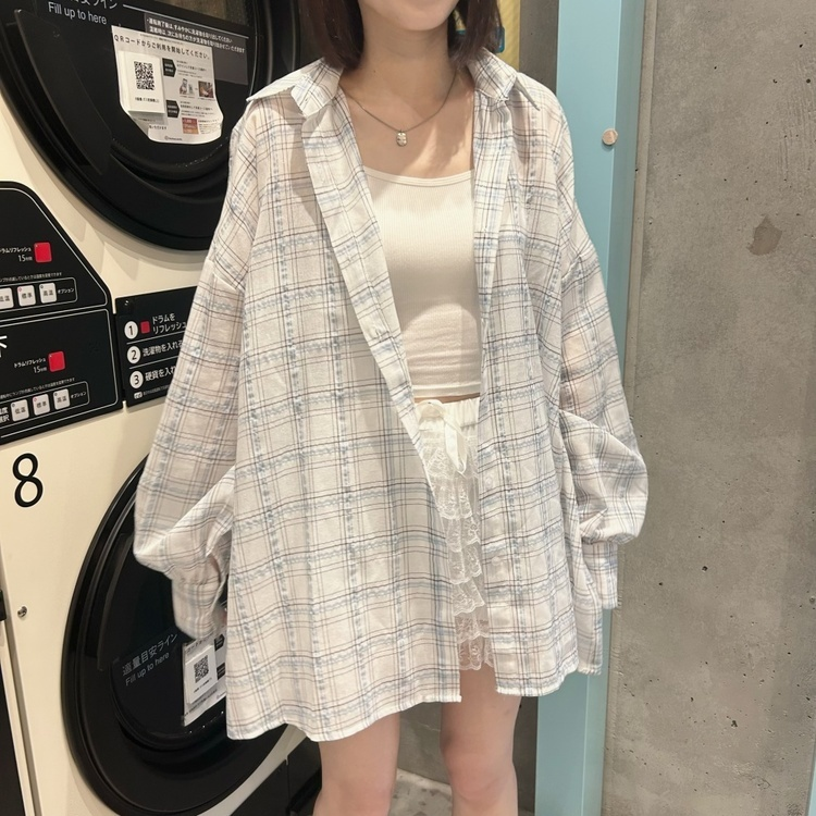 오버사이즈린넨체크남방