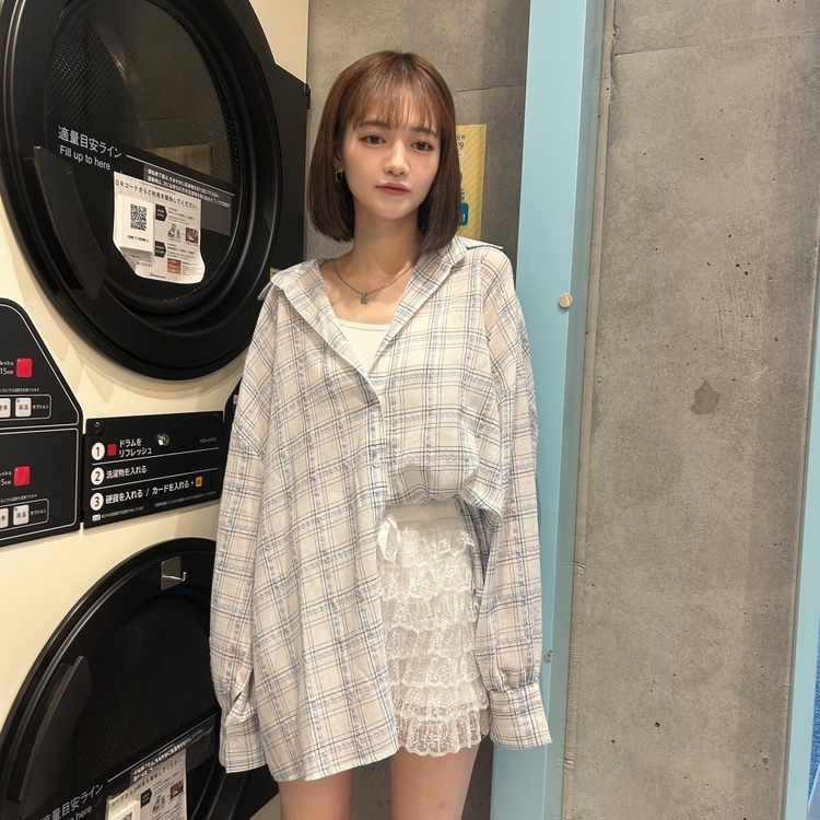 오버사이즈린넨체크남방