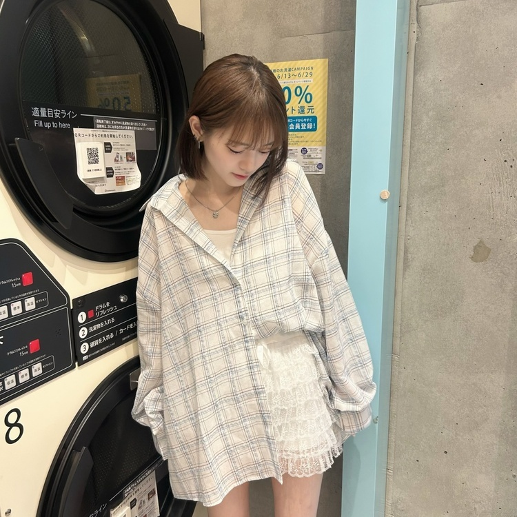 오버사이즈린넨체크남방