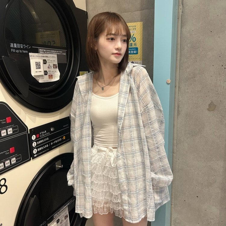 오버사이즈린넨체크남방