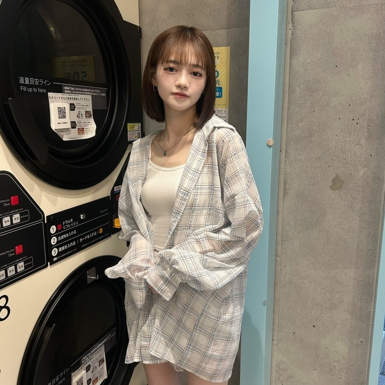 오버사이즈린넨체크남방