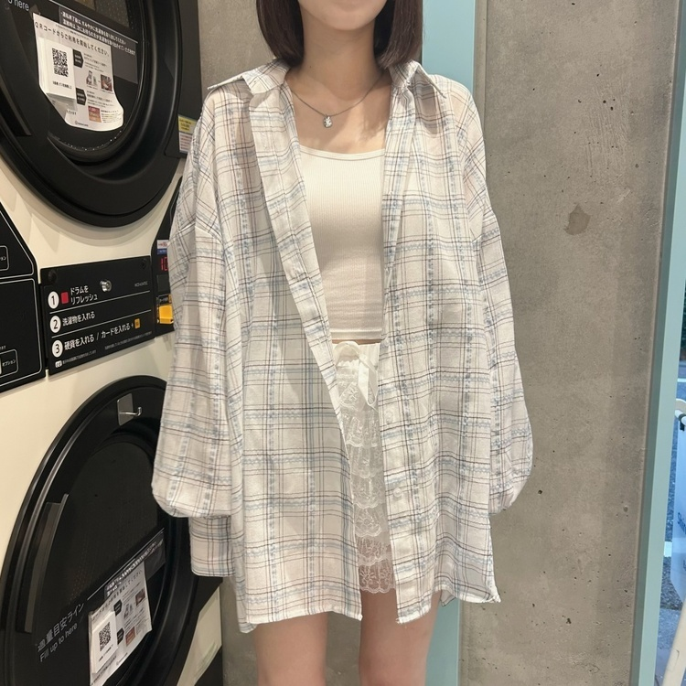 오버사이즈린넨체크남방