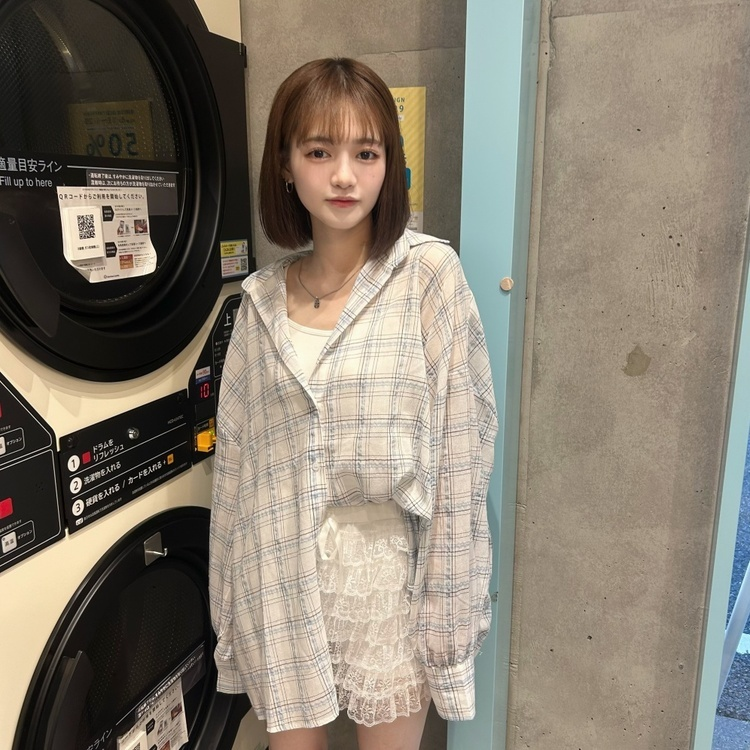 오버사이즈린넨체크남방