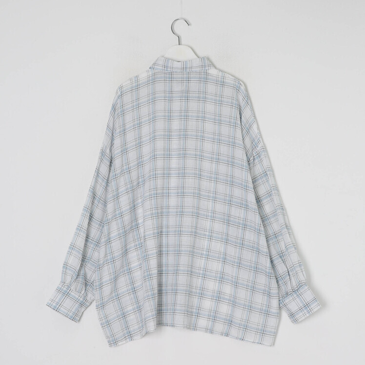 오버사이즈린넨체크남방