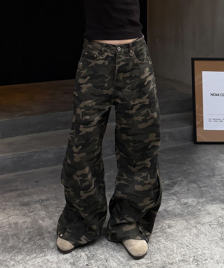ワイド カモフラージュジップワイドパンツ CAMO