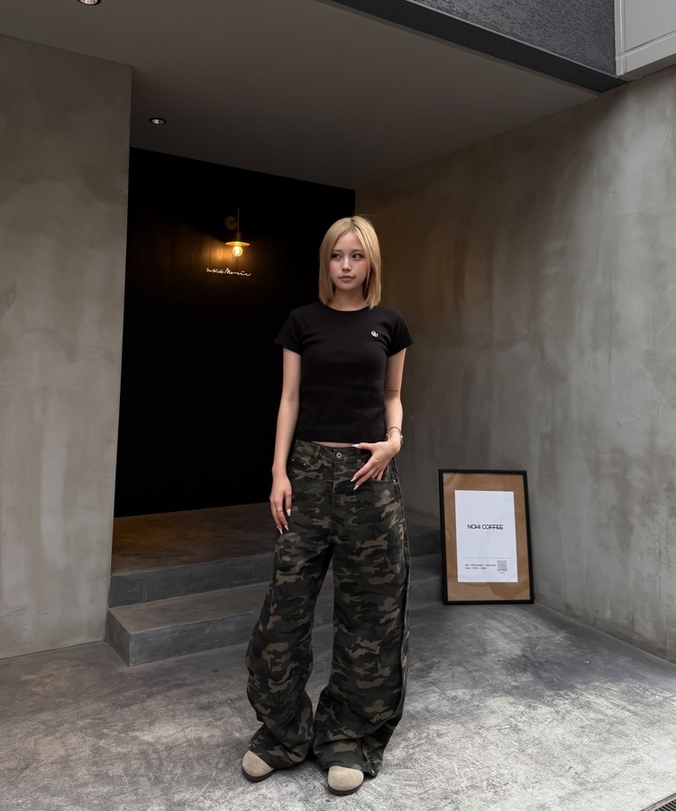 カモフラージュジップワイドパンツ CAMO
