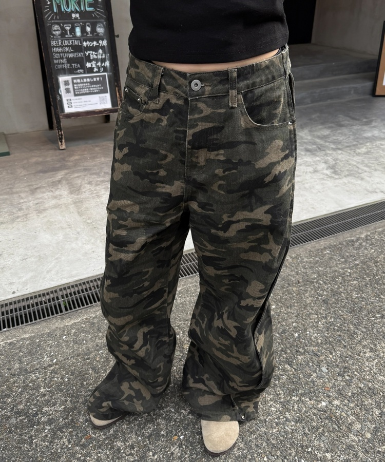 カモフラージュジップワイドパンツ CAMO