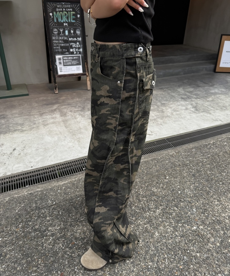 カモフラージュジップワイドパンツ CAMO