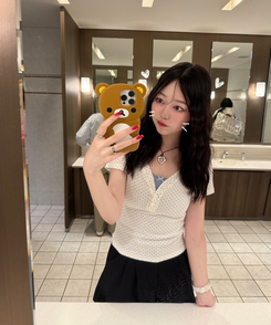 半袖Tシャツ ドットボタンTシャツ IVORY