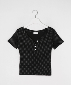 半袖Tシャツ ドットボタンTシャツ
