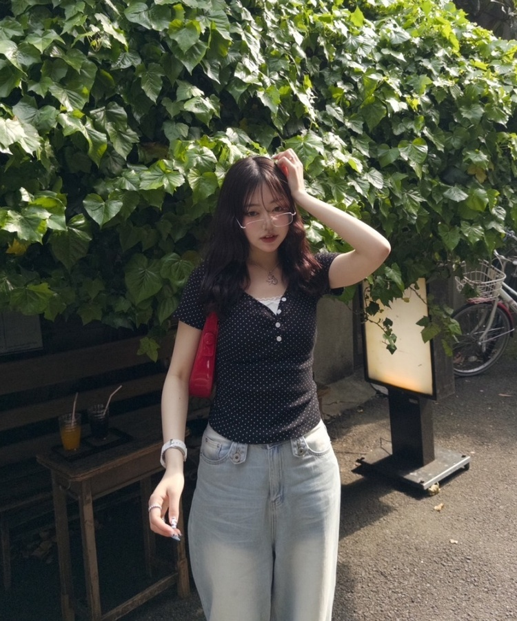ドットボタンTシャツ BLACK