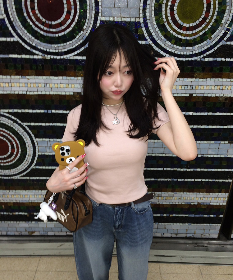 半袖Tシャツ 【単独商品/超特価】-3kg 細見えスリムフィット半袖 Tシャツ PINK