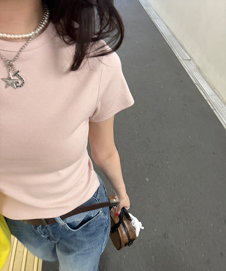 半袖Tシャツ 【単独商品/超特価】-3kg 細見えスリムフィット半袖 Tシャツ PINK