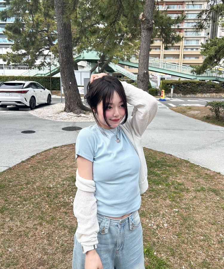 【単独商品/超特価】-3kg 細見えスリムフィット半袖 Tシャツ SKY BLUE