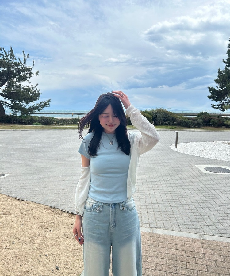 【単独商品/超特価】-3kg 細見えスリムフィット半袖 Tシャツ SKY BLUE