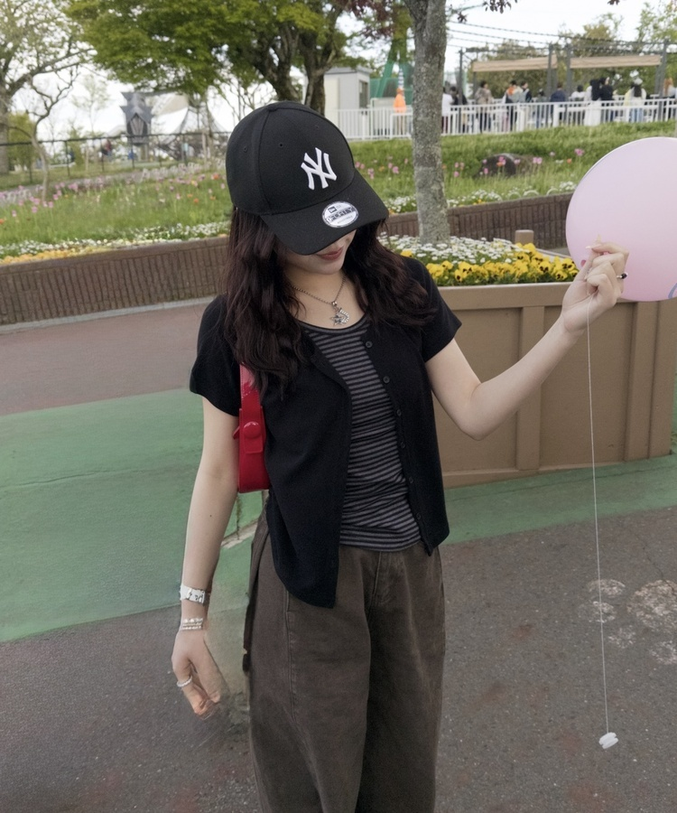 보더반팔 레이어드 가디건 검정