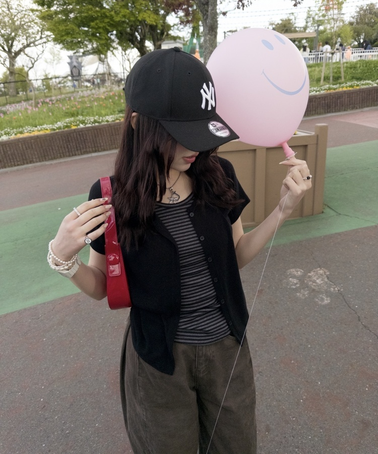 보더반팔 레이어드 가디건 검정