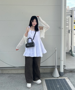 コットンパンツ 【SHORT/BASIC/LONG 丈別】ルーズワイドカラーパンツ BROWN