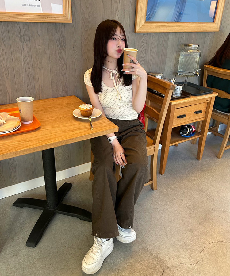 [숏/베이직/롱] 기장선택 스냅 와이드 롱팬츠 (4color) 브라운