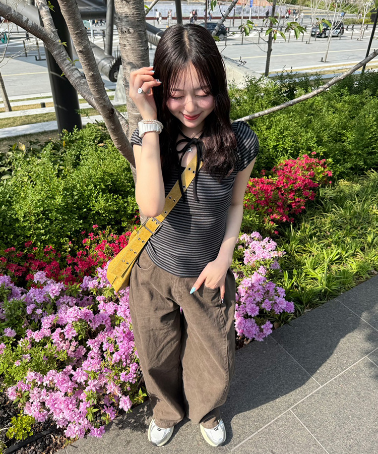 コットンパンツ 【SHORT/BASIC/LONG 丈別】ルーズワイドカラーパンツ BROWN