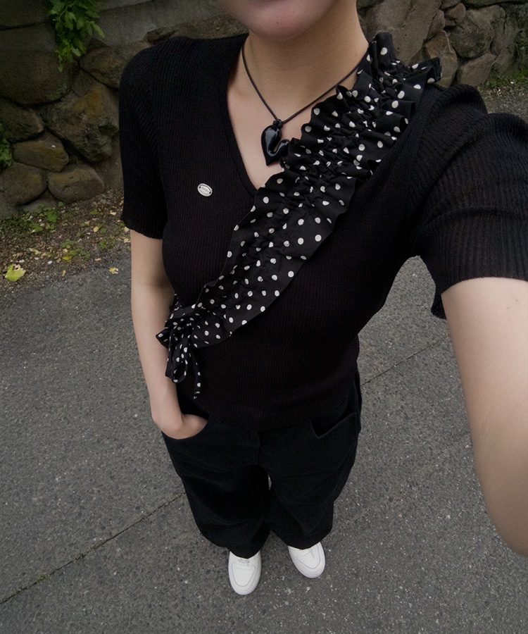 コットンパンツ 【SHORT/BASIC/LONG 丈別】ルーズワイドカラーパンツ BLACK