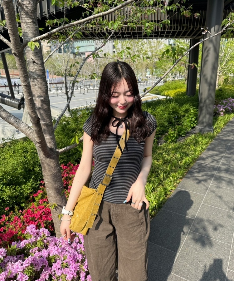 半袖Tシャツ リボンストライプ半袖Tシャツ BLACK