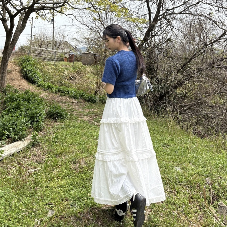 레이스 롱스커트 흰색