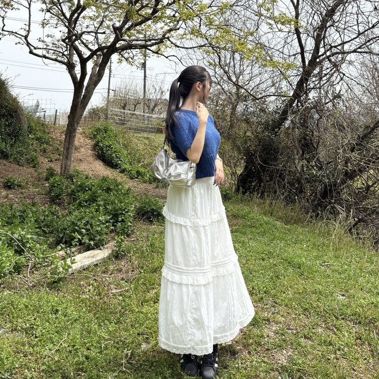 레이스 롱스커트 흰색