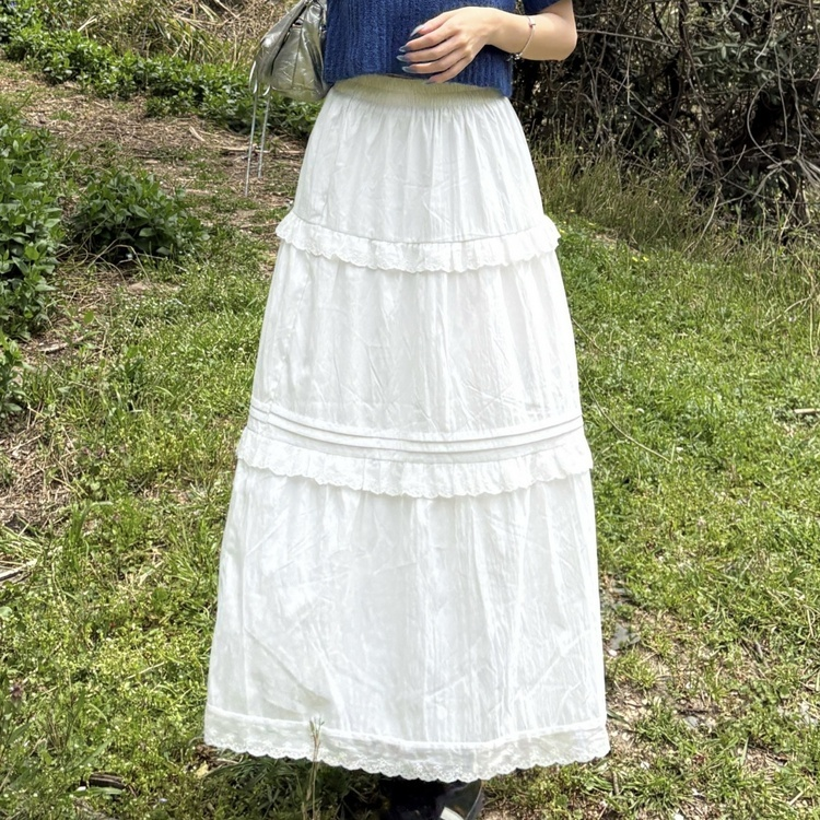 레이스 롱스커트 흰색