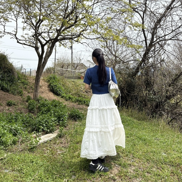 레이스 롱스커트 흰색