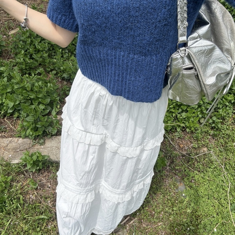 레이스 롱스커트 흰색