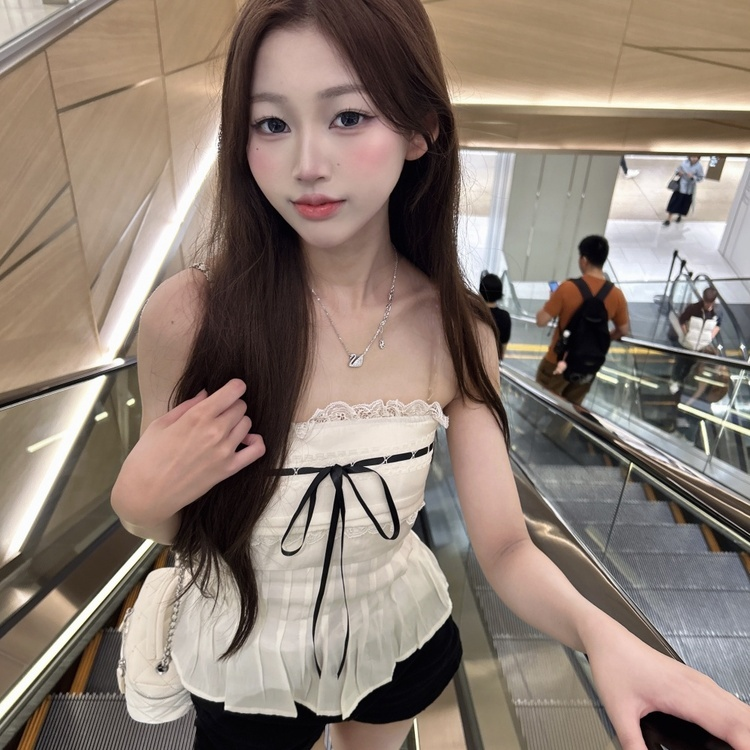 ナチュラルリボンチューブトップ IVORY