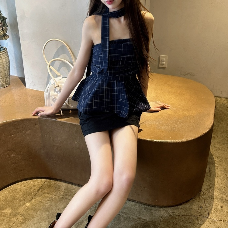 タイ付きチューブトップ NAVY