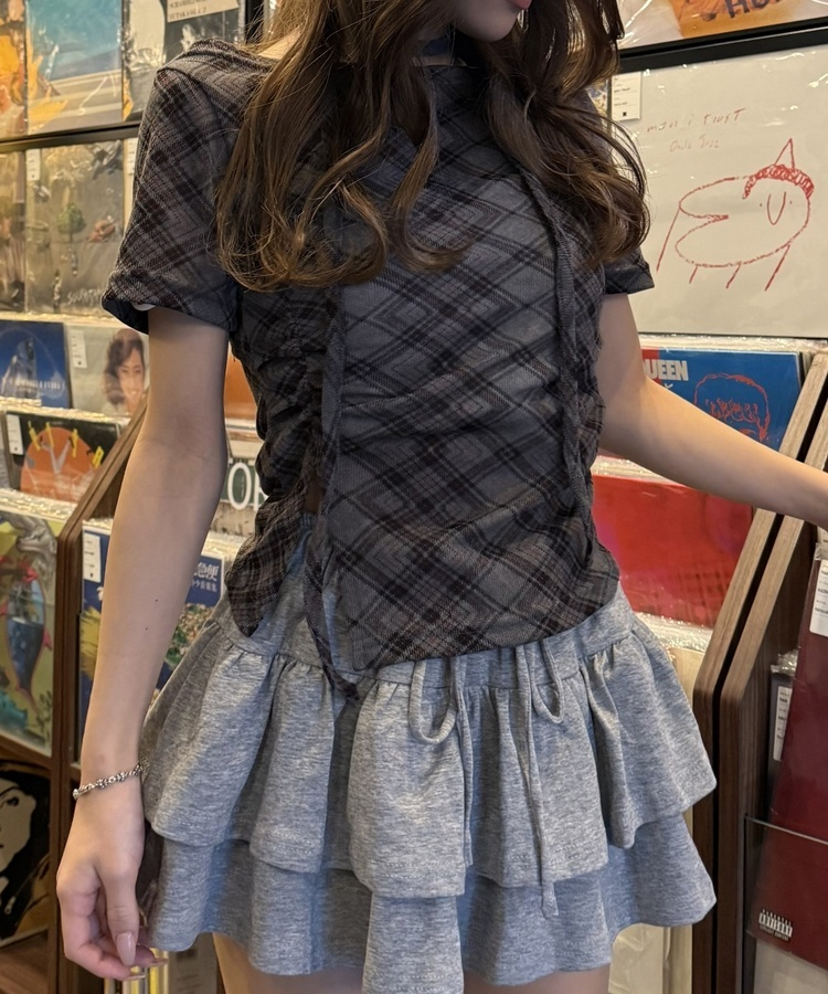 체크셔링티셔츠 먹색