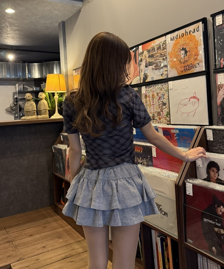 체크셔링티셔츠 먹색