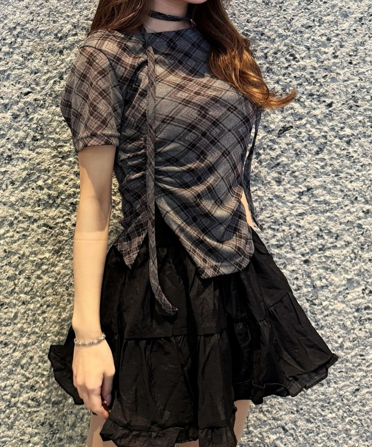 체크셔링티셔츠 먹색