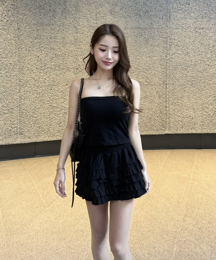 프릴미니스커트 블랙