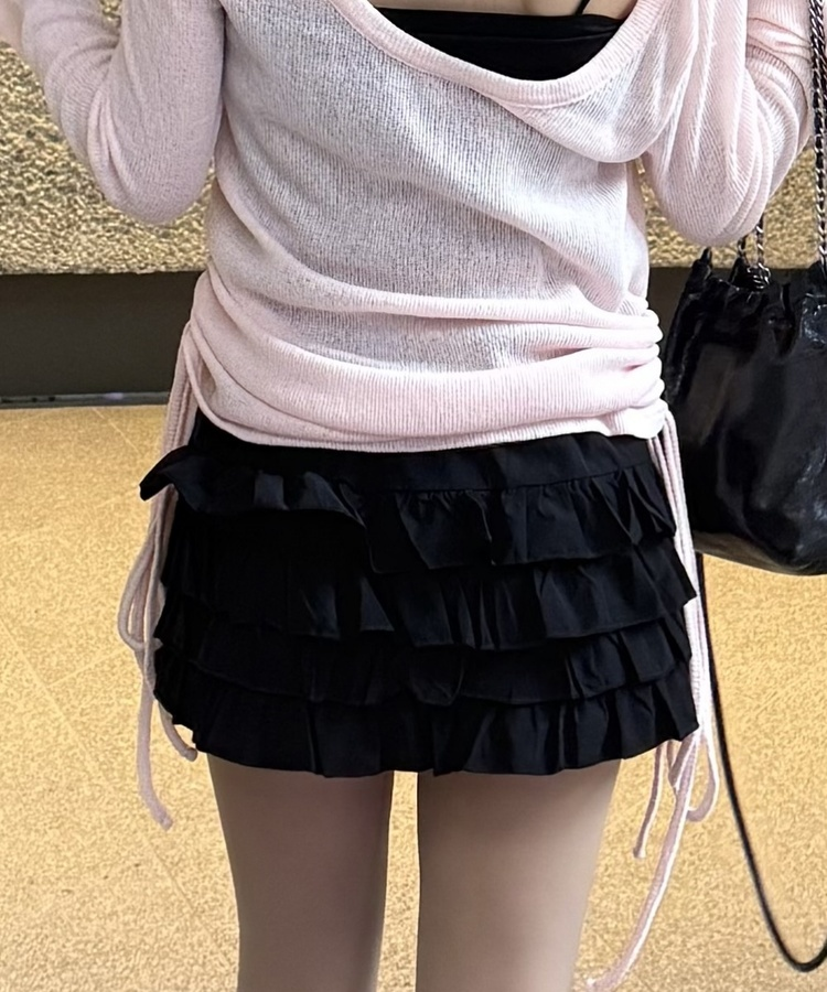프릴미니스커트 블랙