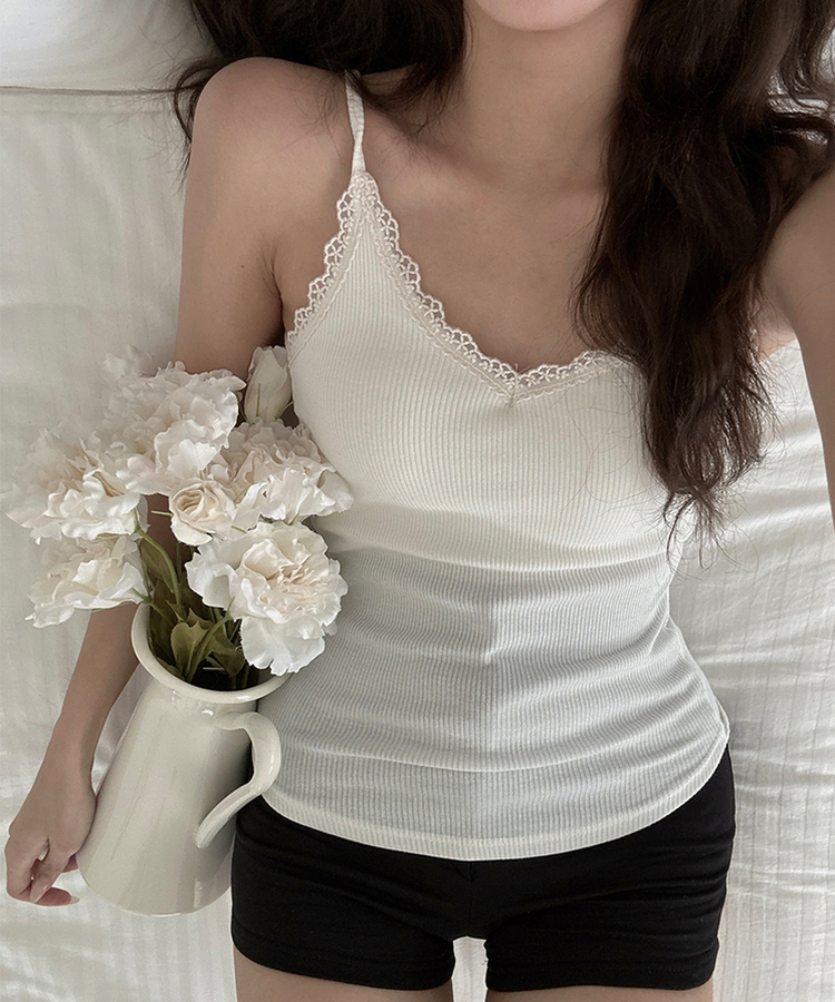 【カップ付き】チャムレースキャミソール IVORY