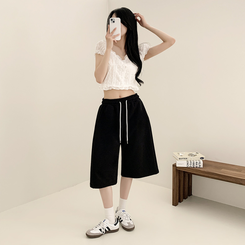 ショートパンツ 5分丈バミューダトレーニングパンツ BLACK