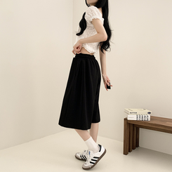 ショートパンツ 5分丈バミューダトレーニングパンツ BLACK