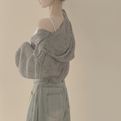 [한여름까지~/햇빛차단] 린넨 아방핏 시스루 후드 크롭 니트 집업 살안타템 커버업 비치웨어 메란지