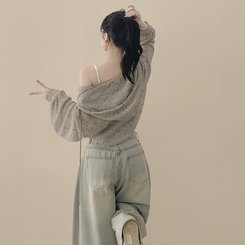 [한여름까지~/햇빛차단] 린넨 아방핏 시스루 후드 크롭 니트 집업 살안타템 커버업 비치웨어 메란지