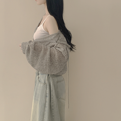 [한여름까지~/햇빛차단] 린넨 아방핏 시스루 후드 크롭 니트 집업 살안타템 커버업 비치웨어 메란지