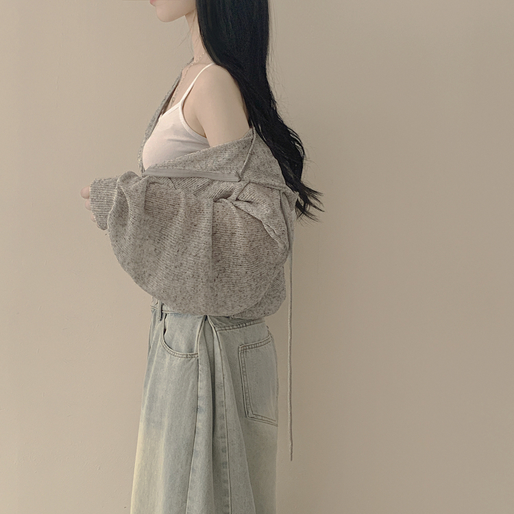 [한여름까지~/햇빛차단] 린넨 아방핏 시스루 후드 크롭 니트 집업 살안타템 커버업 비치웨어 메란지