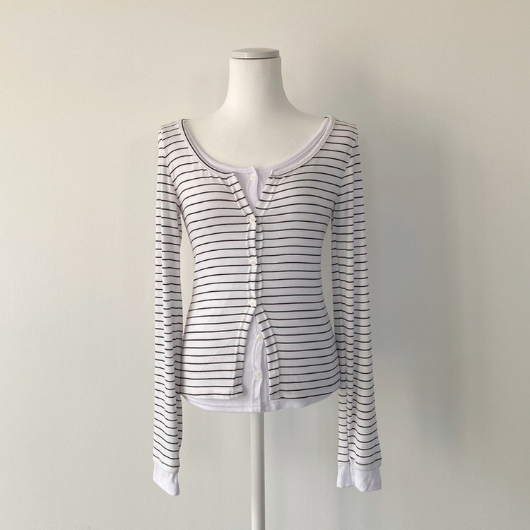 ストライプスリムカーディガン